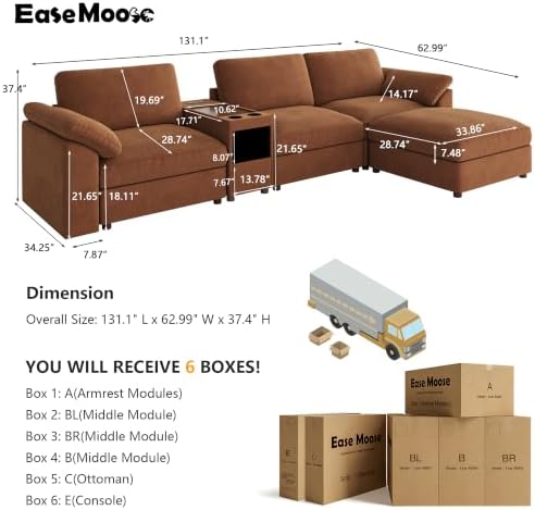EASE MOOSE Oversized L Shape Sectional Modular Sofa - Image 2