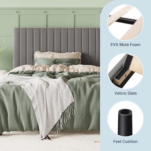 Allewie Twin Bed Frame, Velvet Upholstered Platform Bed - Image 7