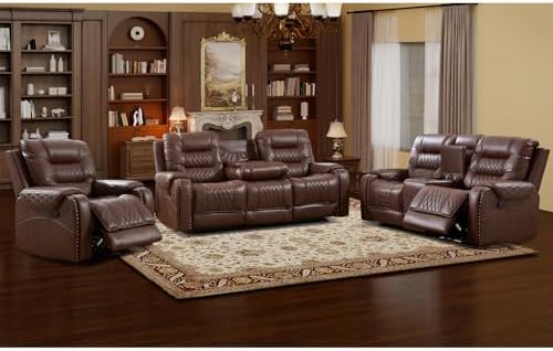 EBELLO 3PCS Faux Leather Recliner Sofa Furniture Set, Included Recliner Chair by EBELLO