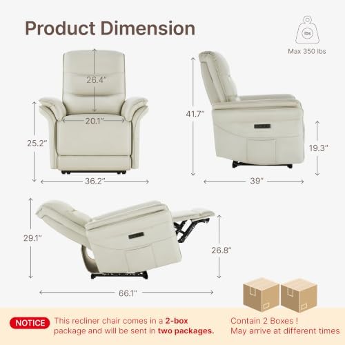 KISLOT Dual Motor Power Recliner Chair, Zero Gravity USB & Type-C - Image 3