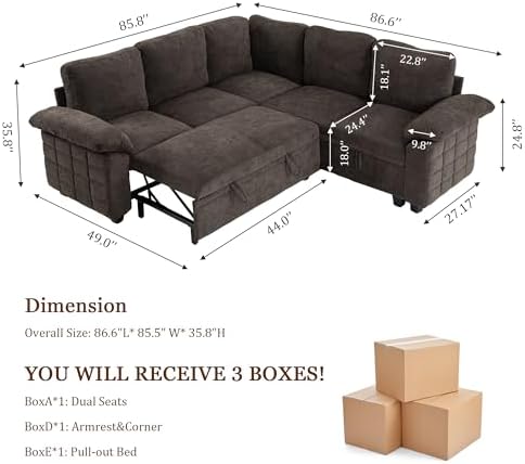 Modern L-Shape Sleeper Sofa - Image 2