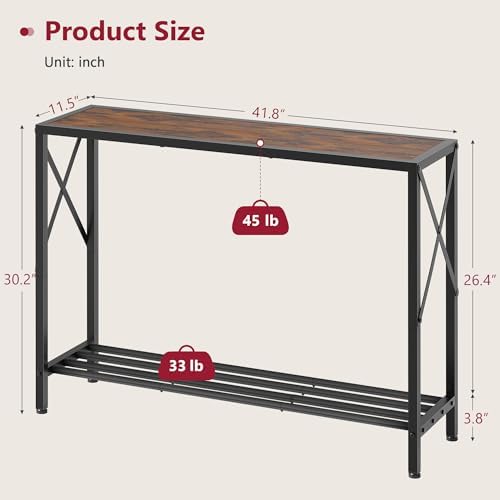 Tajsoon Console Table 41.8", 2 Tier Industrial Entryway Table - Image 3