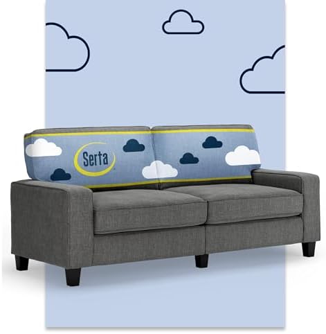 Serta Palisades 78" Track Arm Sofa, Easy Care Polyester, Soft Pillow Back by Serta