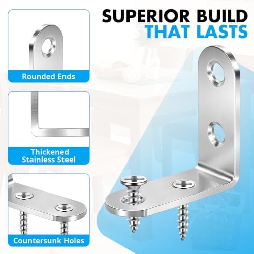 18PCS L Bracket Corner Brace, Stainless Steel Corner Bracket - Image 3