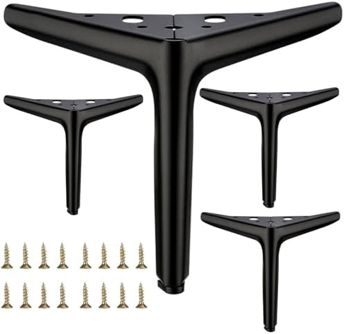 6 inch/15cm Matte Black Metal Furniture Legs Set of 4 by Smaxcn