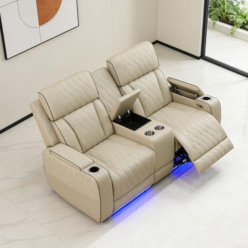 Leather Power Recliner Loveseat, Living Room Furniture Sets, Home Theater by LYfurniture
