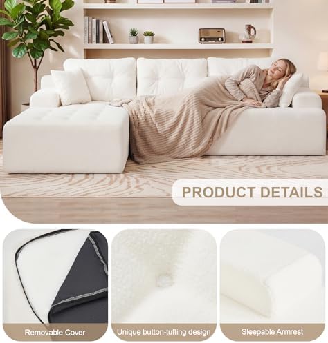 Hobestluk Boneless Couches Modular Sectional Sofa L-Shape Oversized Chaise - Image 4