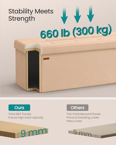 SONGMICS 43.3 Inches Folding Storage Ottoman Bench, Load 660 lb - Image 5