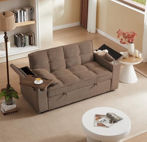 oaaktu Large Size Convertible Sleeper Sofa Bed, Polka dot Velvet Pull Out Futon - Image 3