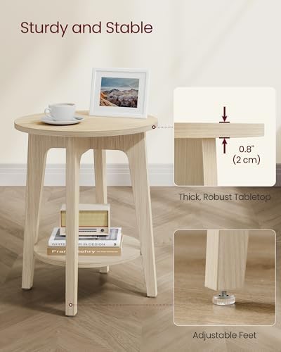 VASAGLE Round Side Table with Lower Shelf, End Table - Image 5