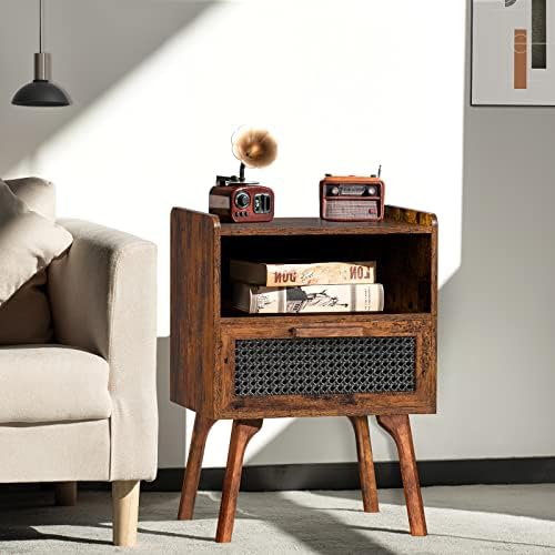Lerliuo Rattan Nightstands Set of 2, Boho Side Table - Image 4