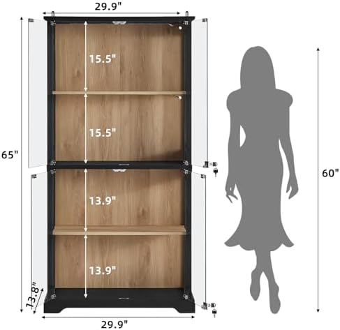 LELELINKY Farmhouse Glass Display Cabinet - Image 3