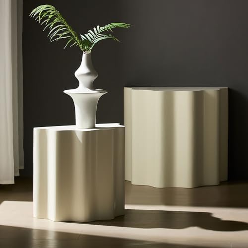 JUSTONE Set of 2 Round Coffee Tables, Modern Minimalist Accent End Tables by JUSTONE