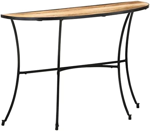 Half-Circle Solid Mango Wood Side Table 43.3 Inch - Image 3
