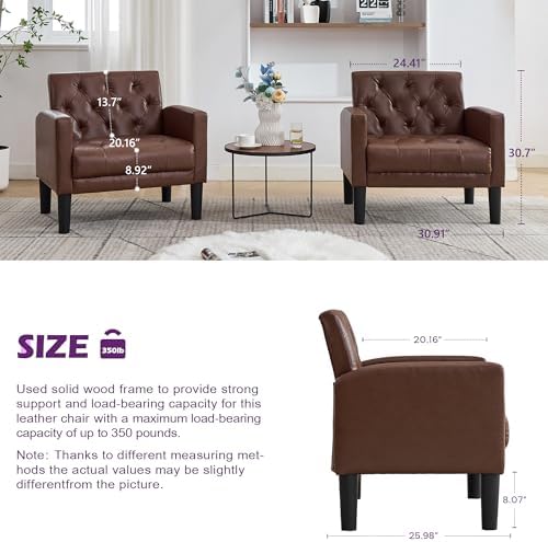 TYBOATLE Leather Accent Chair, Tufted Armchair - Image 2