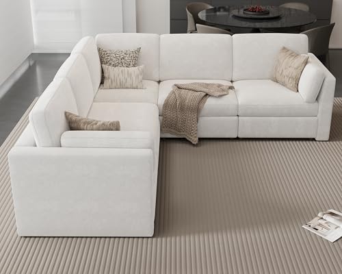 Oversized Modular Sectional Sofa V-Shaped Cloud Couches White - Image 4
