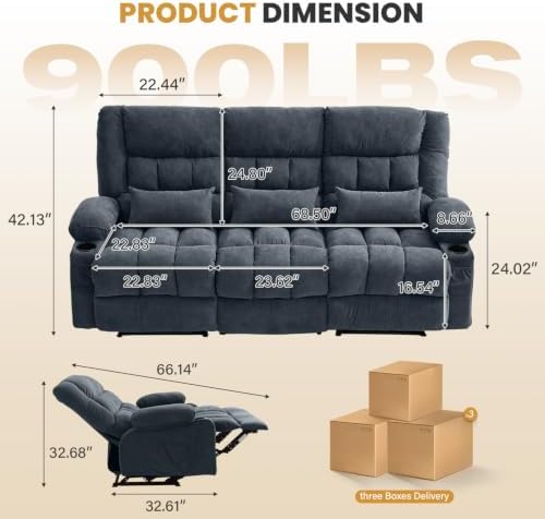 BOSMILLER Recliner 3-Seat Sofa - Image 2