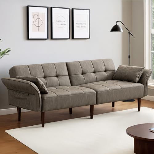 HALLYBEE 85" Futon Faux Leather Couch by HALLYBEE