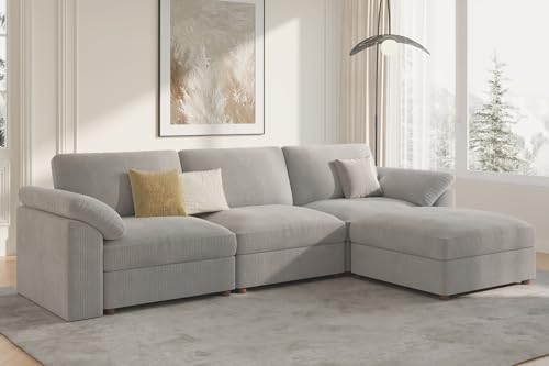 EASE MOOSE Oversized L Shape Sectional Modular Cloud Deep Seat Sofa by EASEMOOSE