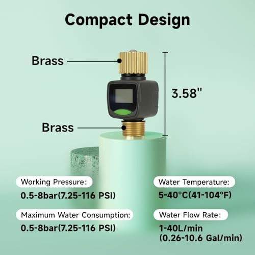 3/4"Water Flow Meter with Water Nozzle Kit, 4 Modes Change, Measure - Image 2