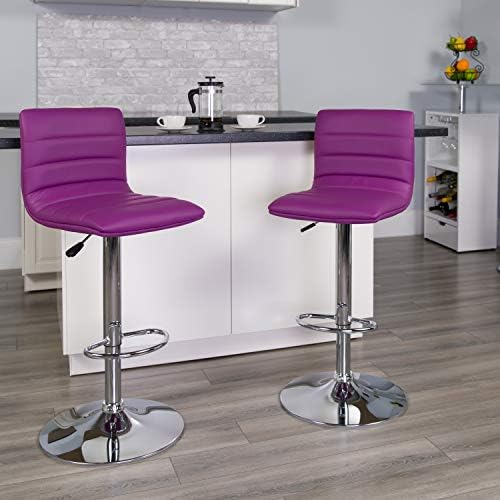 Flash Furniture Vincent 2 Pack Modern Purple Vinyl Adjustable Bar Stool - Image 2