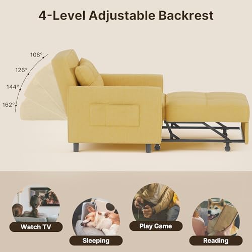 Gizoon 3-in-1 Convertible Sofa Bed Chair, Pullout Sleeper, Adjustable Back - Image 5