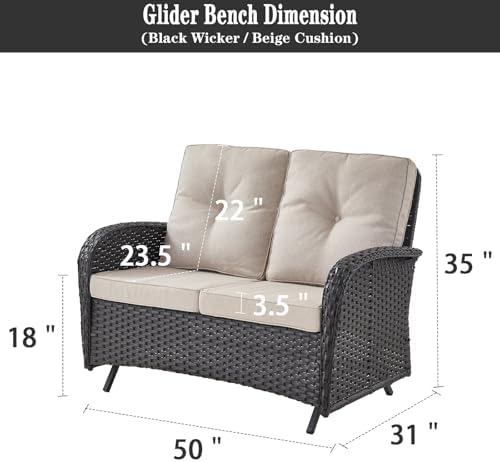 Belord Outdoor Glider Bench Patio Loveseat - Image 2