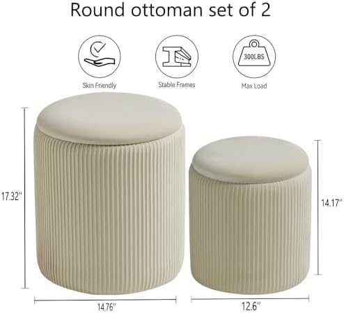 BLEXA Set of 2 Round Storage Ottoman - Image 3