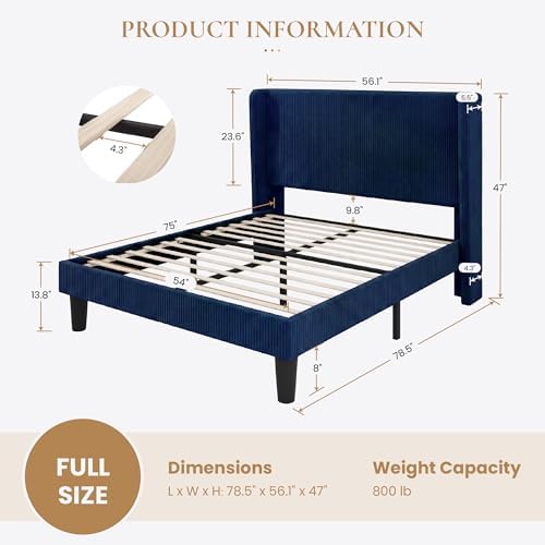 SHA CERLIN Full Corduroy Platform Bed - Image 2
