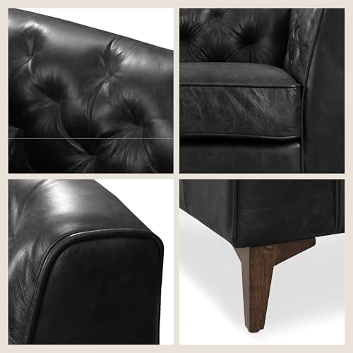 POLY & BARK Essex 40" Lounge Chairs Set of 2 – Onyx Black Semi-Aniline Italian - Image 7