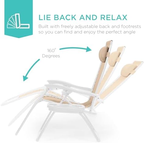 Best Choice Products Zero Gravity Chair Recliner, Sand/White - Image 4