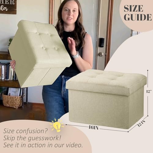 LINMAGCO Ottoman with Storage Small Foot Rest Stool Under Desk Stool Short - Image 3