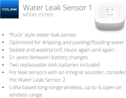 YoLink Water Leak Starter Kit: Hub + 6 Leak Sensor 1, LoRa Long-Range, - Image 2