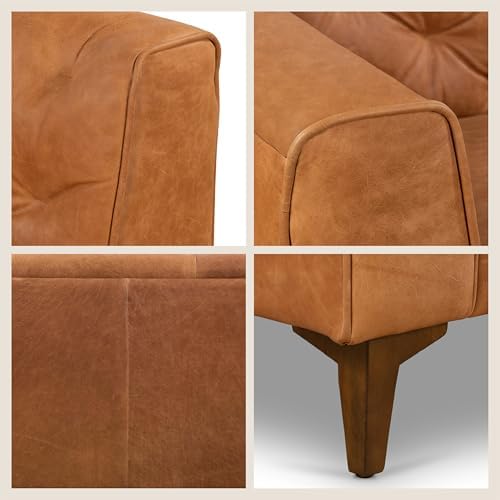 Poly & BARK Essex 74” Leather Apartment Sofa – Mid-Century Tufted Design - Image 6