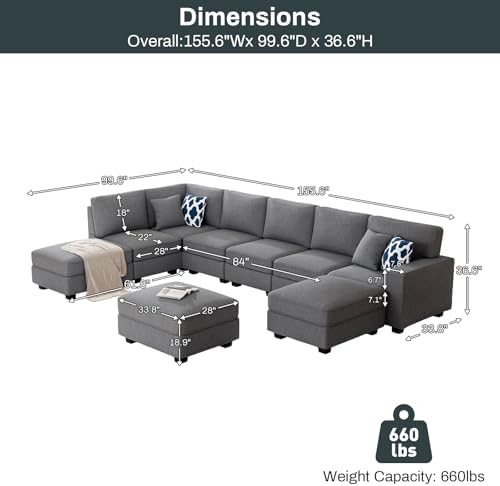 Legend Vansen Oversized Modular Sectional Sofa, U/L‑Shaped Reversible Couch - Image 3