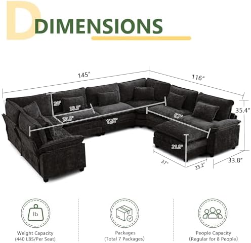 Oversized Modular Sectional Sofa Set, Convertible Deep Seat Cloud Couch - Image 2
