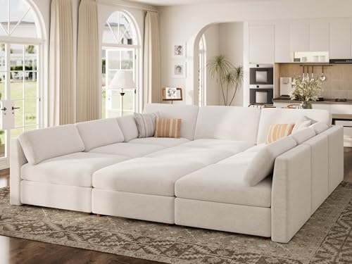 Oversized Modular Sectional Sleeper Sofa Bed Cloud Couches White - Image 3
