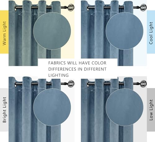 SMILETIME Sky Blue Velvet Curtains 52"x72" Grommet 2 Panels - Image 6