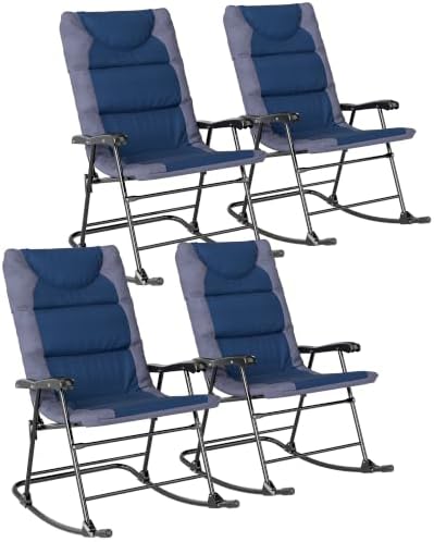 Outsunny Set of 4 Oversized Folding Rocking Camping Chair by Outsunny