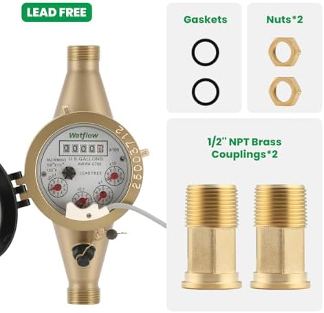DN15 1/2" NPT Gallon Water Meter, Lead Free Meter, Cold Water Meter - Image 2