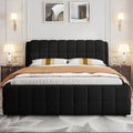 SOFTSEA California King Upholstered Bed Frame, Fleece Fabric Floor Platform Bed by SOFTSEA