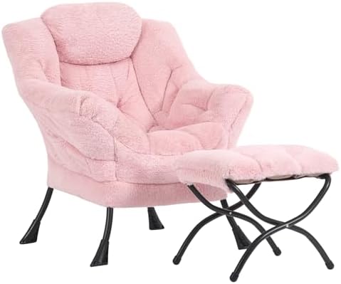 Lazy Chair with Ottoman, Comfy Accent Living Room Chair with Footrest Set by Givjoy