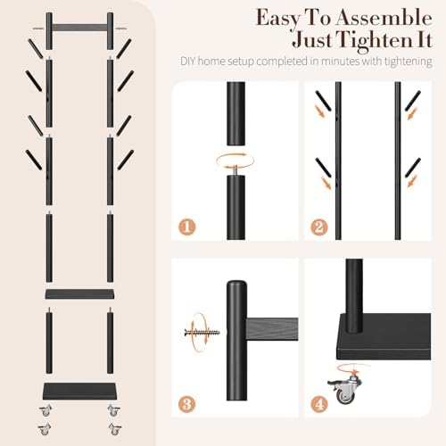 Yoobure Solid Wood Coat Rack Freestanding - Image 6