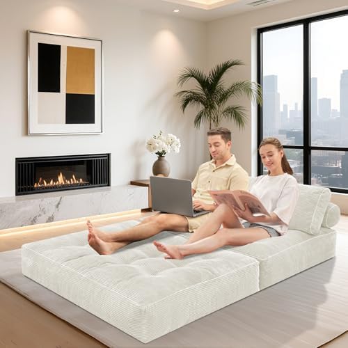 HABUTWAY Folding Sofa Bed, Convertible Sleeper Chair Bed w/2-Pillow & Handle - Image 4