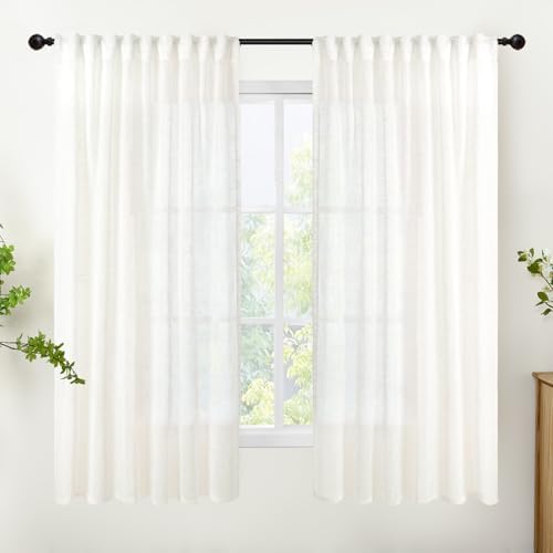 YoungsTex Linen Sheer Curtains 63 Inch Length 2 Panels by YoungsTex