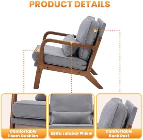 DUMOS Mid Century Accent Chairs Set of 2 - Image 3