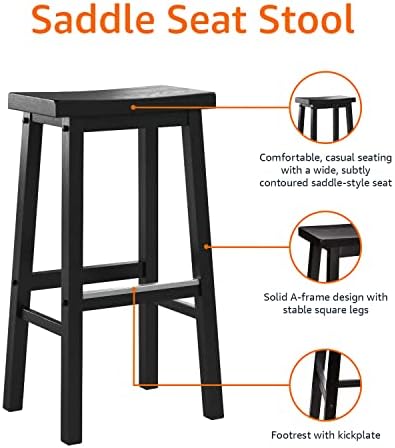 Amazon Basics Solid Wood Saddle-Seat Counter Height Bar Stools - Image 6