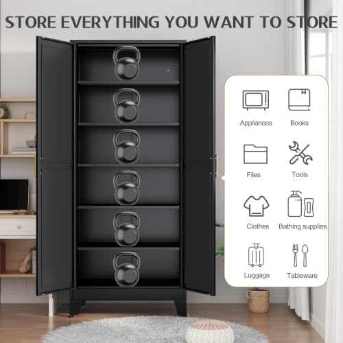 GAIOUS 75.2" Tall Storage Cabinet, Metal Pantry Storage Cabinets - Image 3