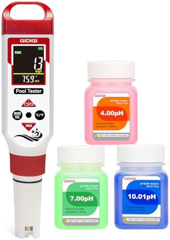 Digital Chlorine Tester for Pool, pH Test kit & Salinity ORP Meter by GIDIGI