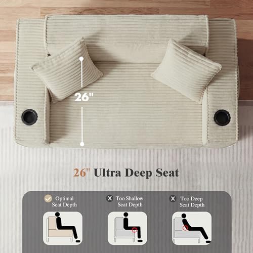 61" Boneless Sofa Couches with Cup Holder, 2 Seat Loveseat Sofas with Side - Image 6